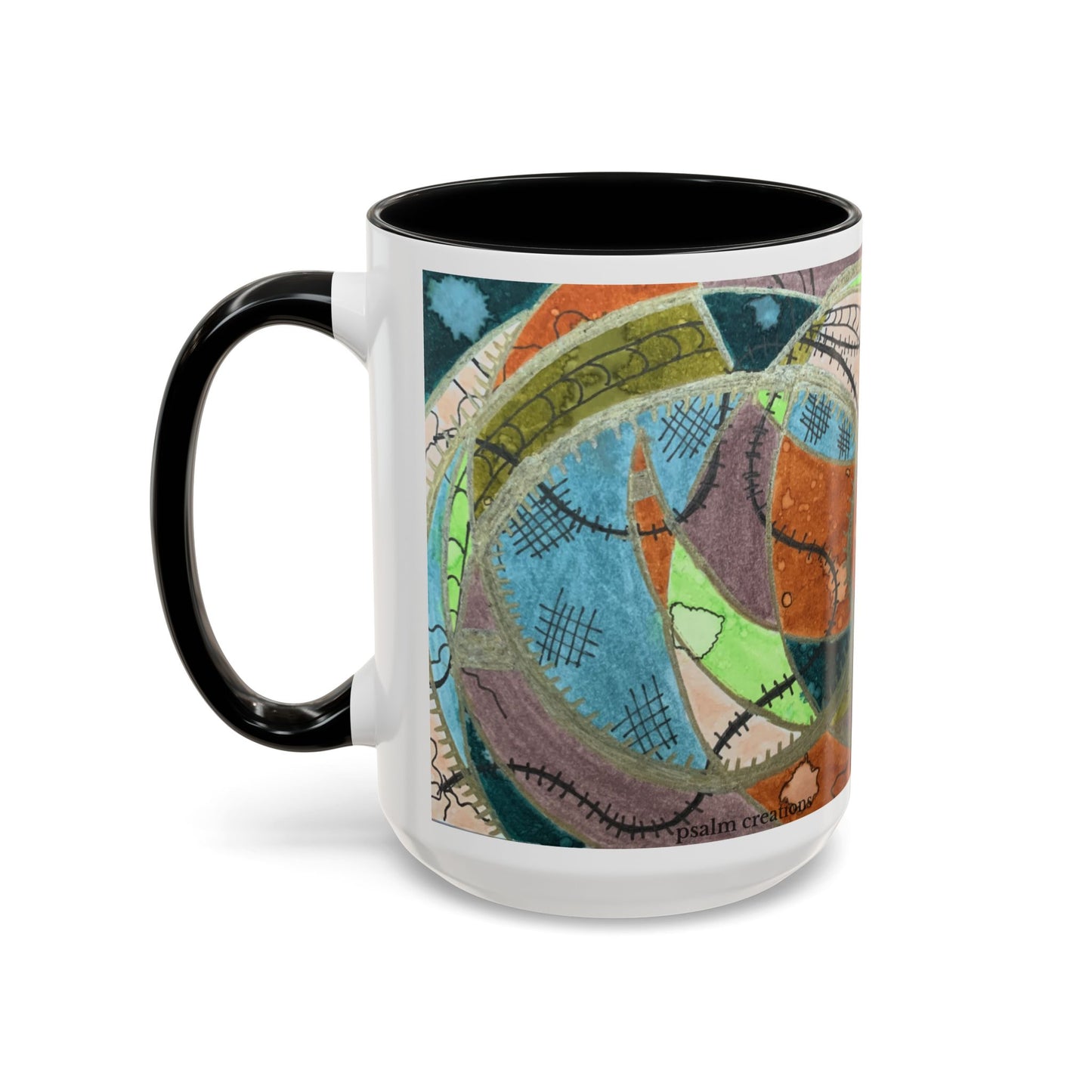 A Stitch in Time Accent Coffee Mug — Colorful Boho Art Ceramic