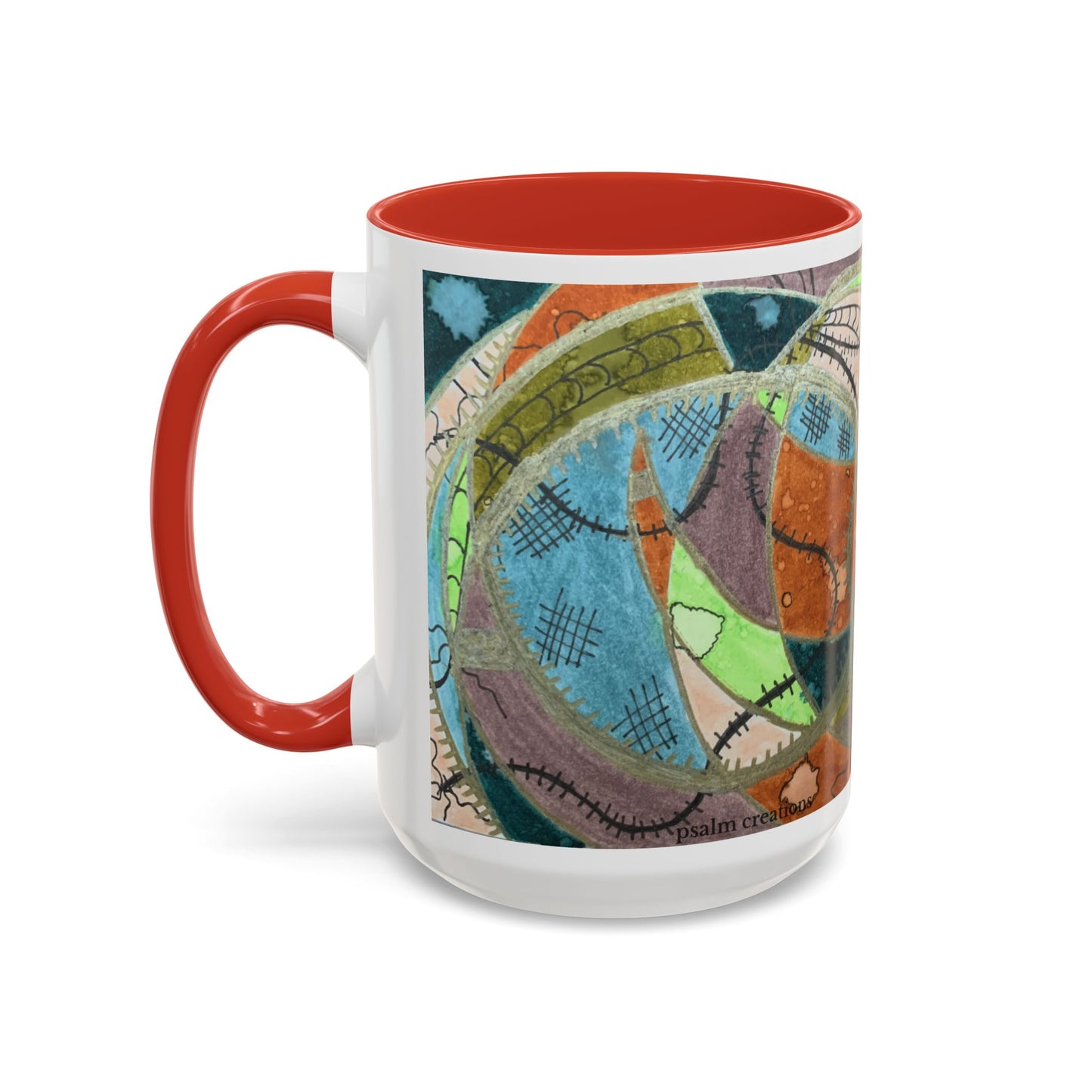 A Stitch in Time Accent Coffee Mug — Colorful Boho Art Ceramic