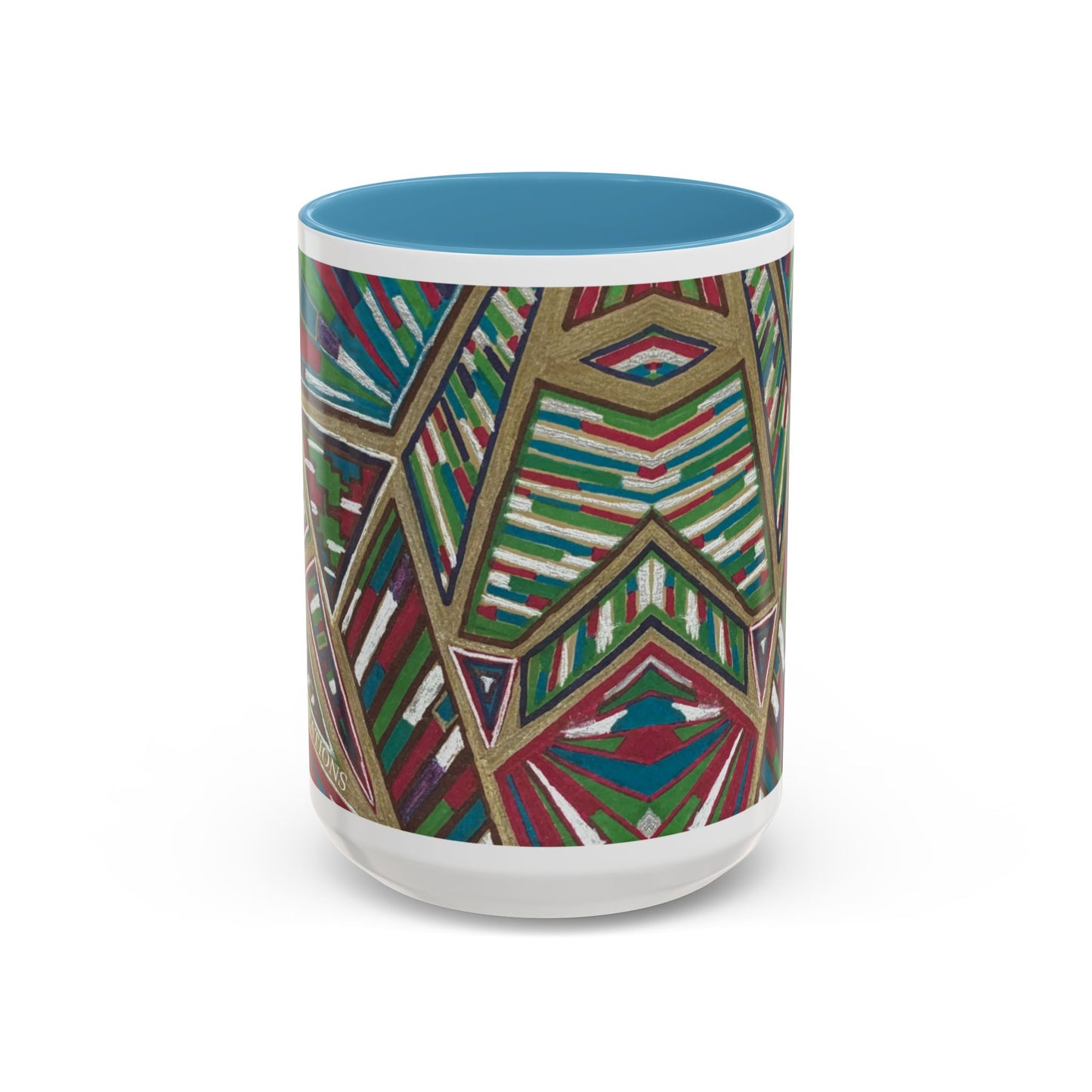 Geometric Abstract Accent Coffee Mug — Colorful Tribal Pattern 11/15oz