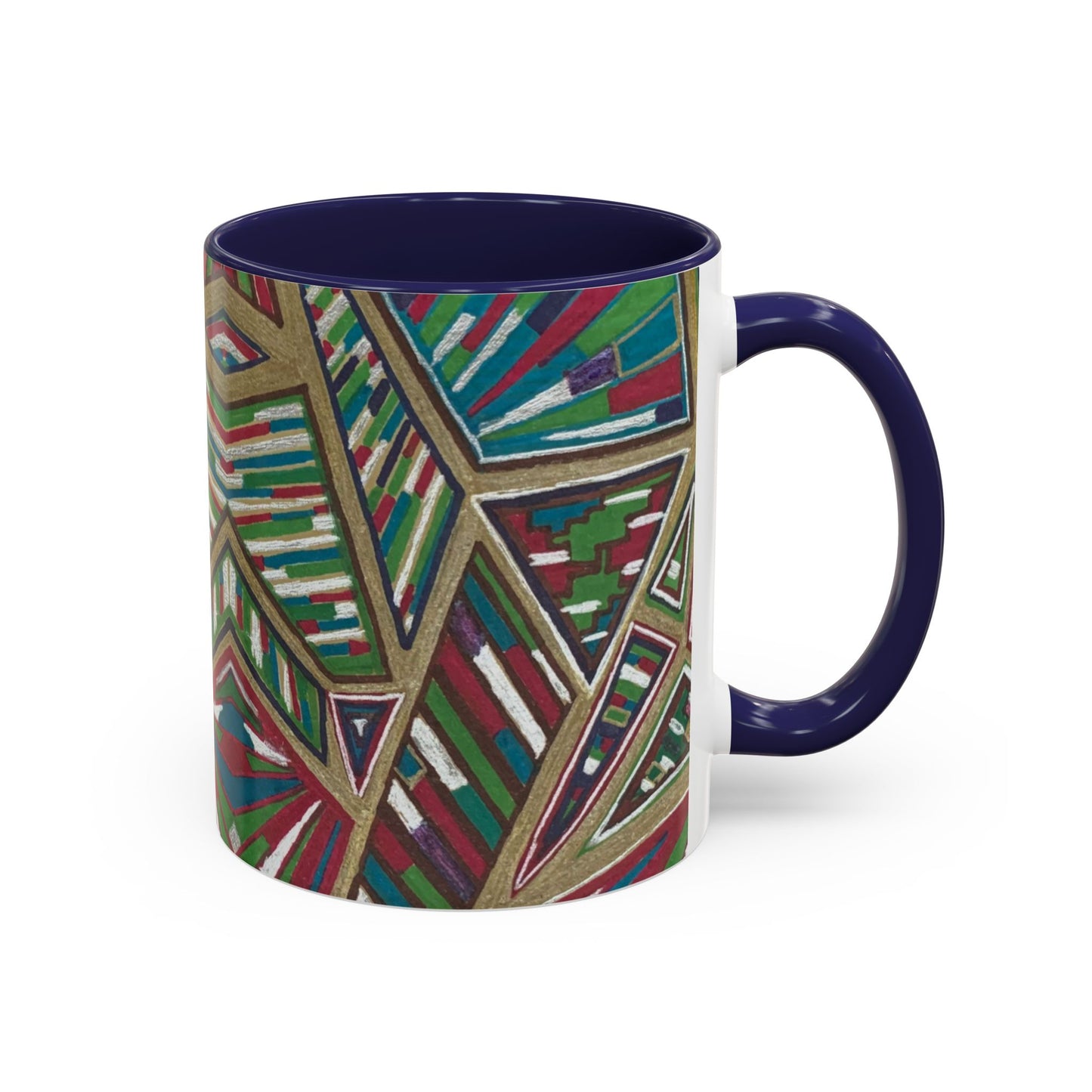 Geometric Abstract Accent Coffee Mug — Colorful Tribal Pattern 11/15oz