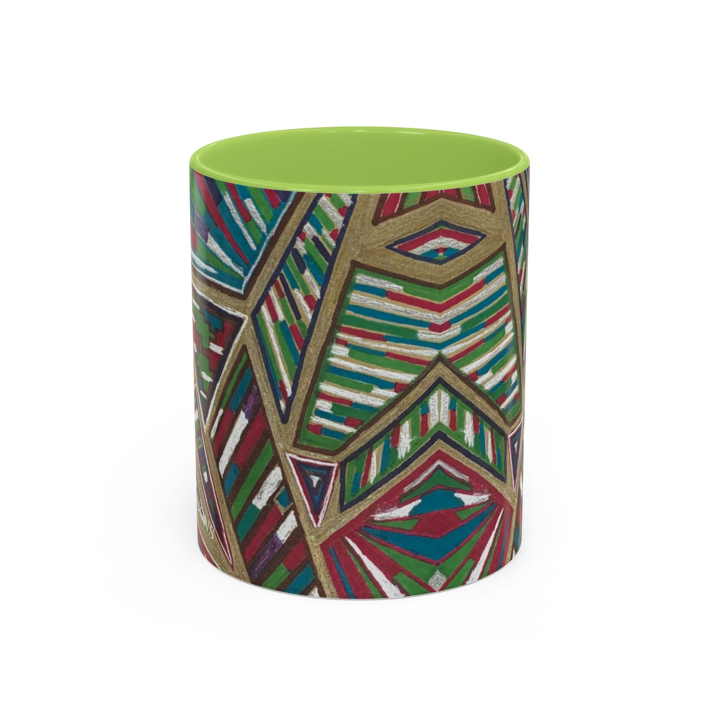 Geometric Abstract Accent Coffee Mug — Colorful Tribal Pattern 11/15oz
