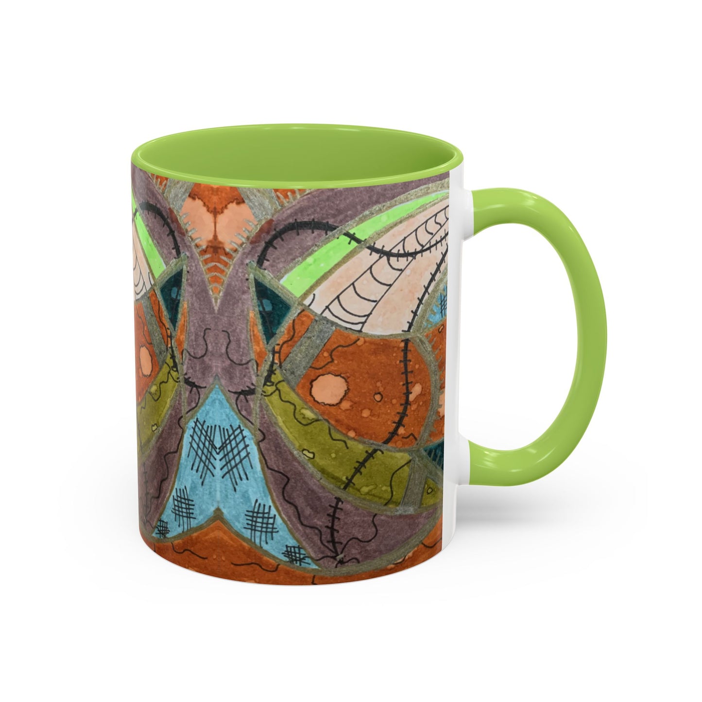 A Stitch in Time Accent Coffee Mug — Colorful Boho Art Ceramic