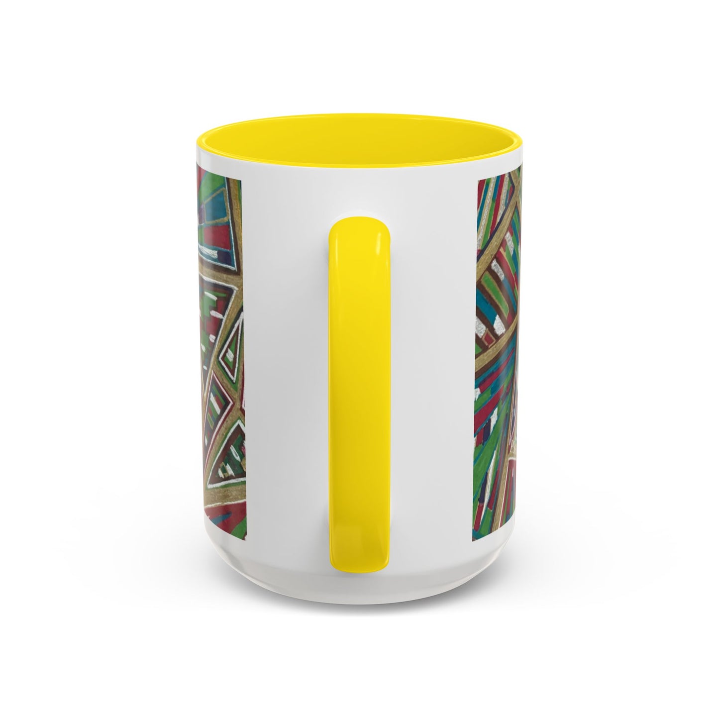 Geometric Abstract Accent Coffee Mug — Colorful Tribal Pattern 11/15oz