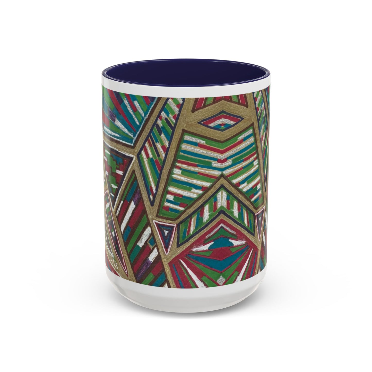 Geometric Abstract Accent Coffee Mug — Colorful Tribal Pattern 11/15oz
