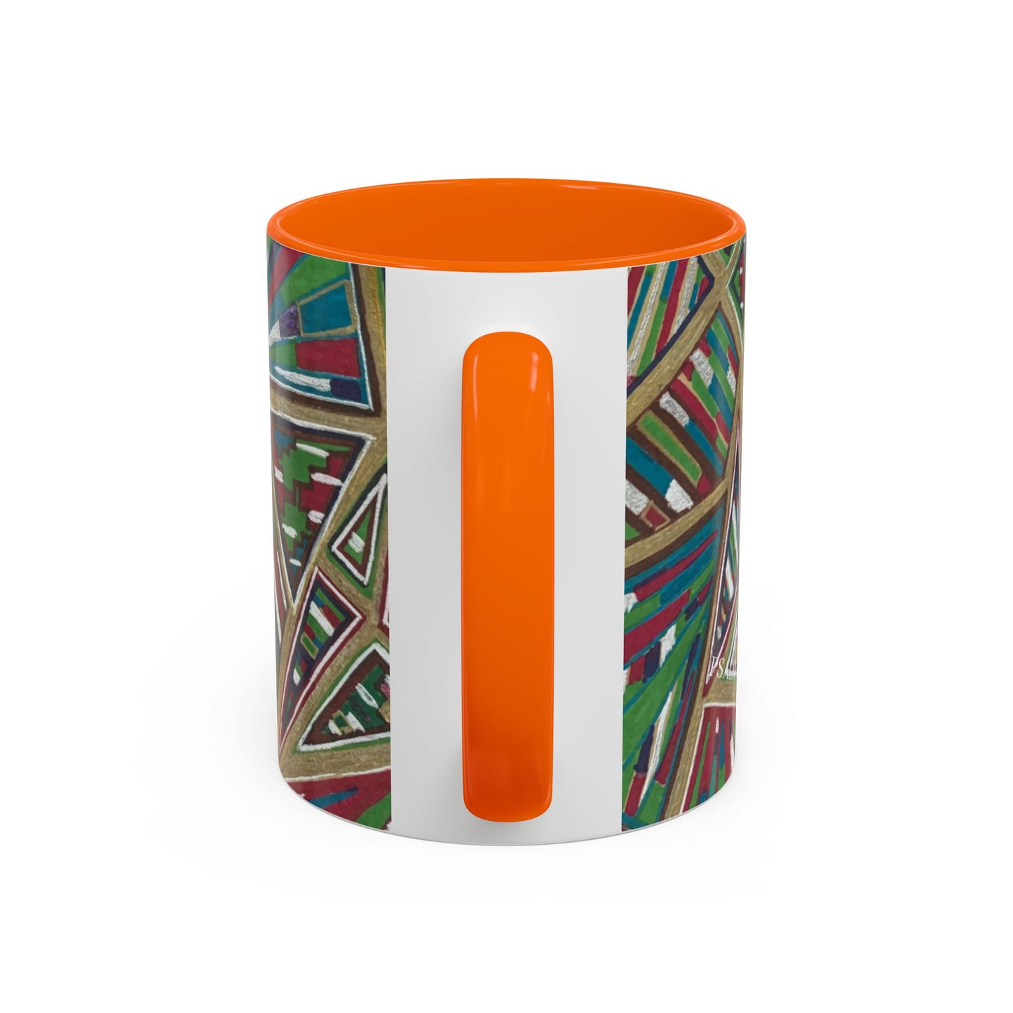 Geometric Abstract Accent Coffee Mug — Colorful Tribal Pattern 11/15oz