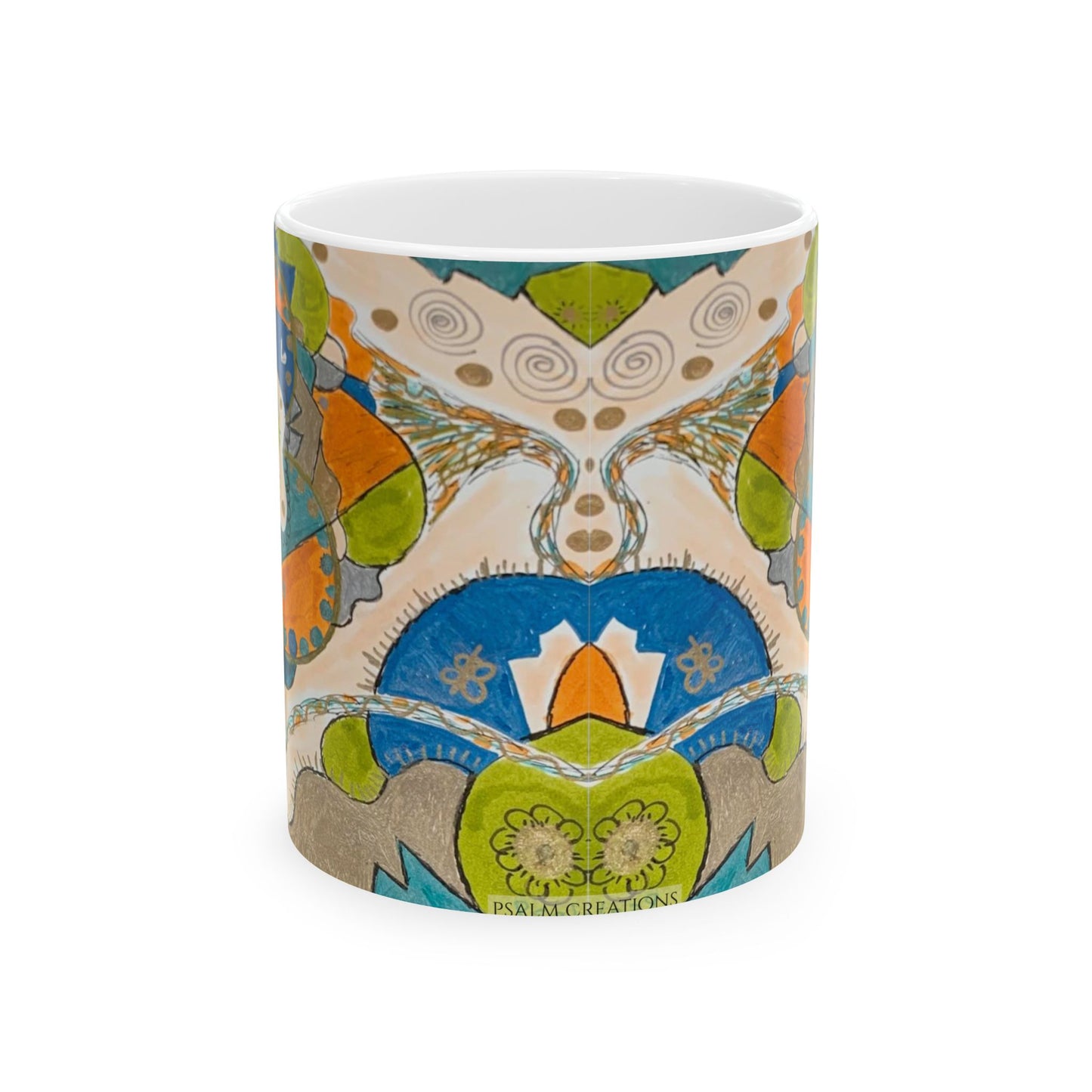 Bohemian Floral Ceramic Mug – Colorful Mandala Pattern (11oz & 15oz)