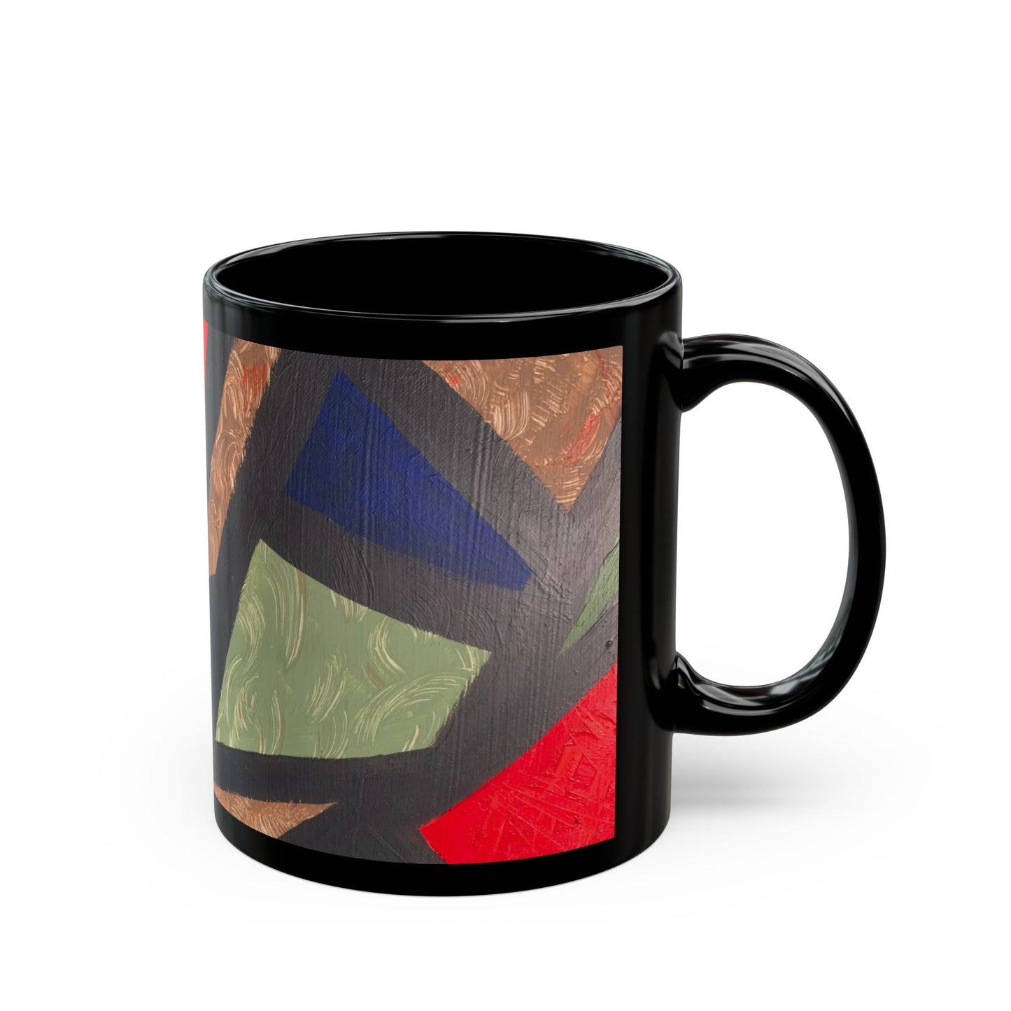Geometric Tribal Pattern Black Mug — Bold Abstract Art Coffee Cup (11oz/15oz)