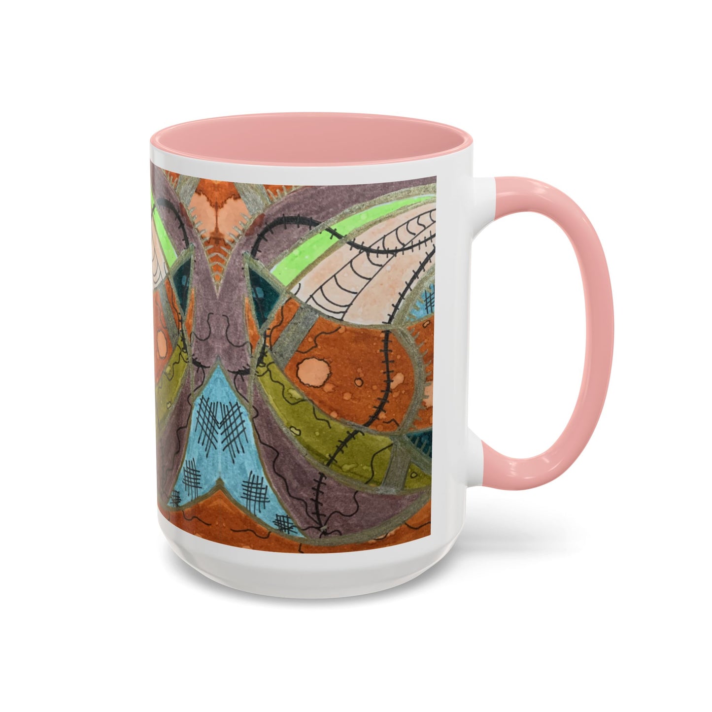 A Stitch in Time Accent Coffee Mug — Colorful Boho Art Ceramic