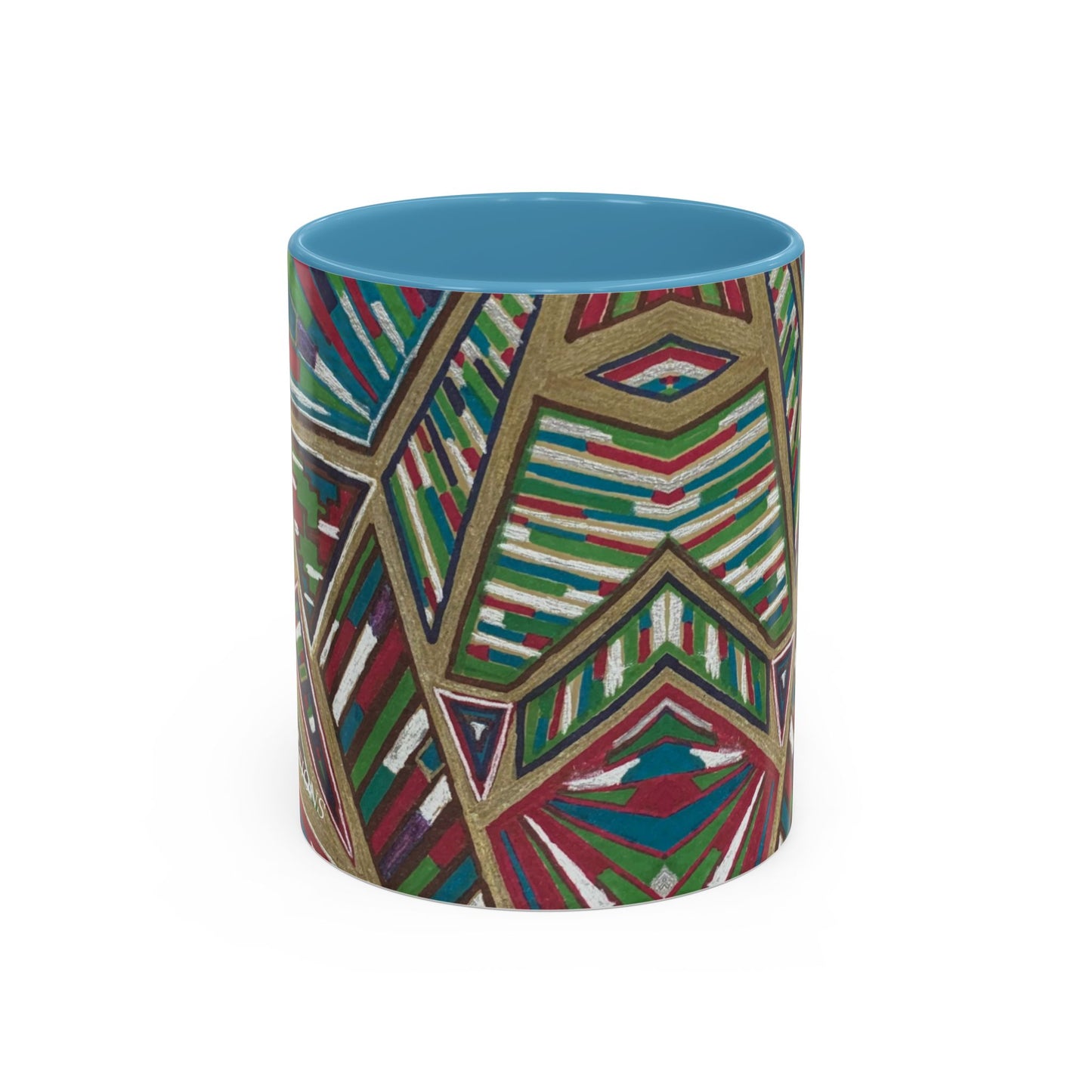 Geometric Abstract Accent Coffee Mug — Colorful Tribal Pattern 11/15oz