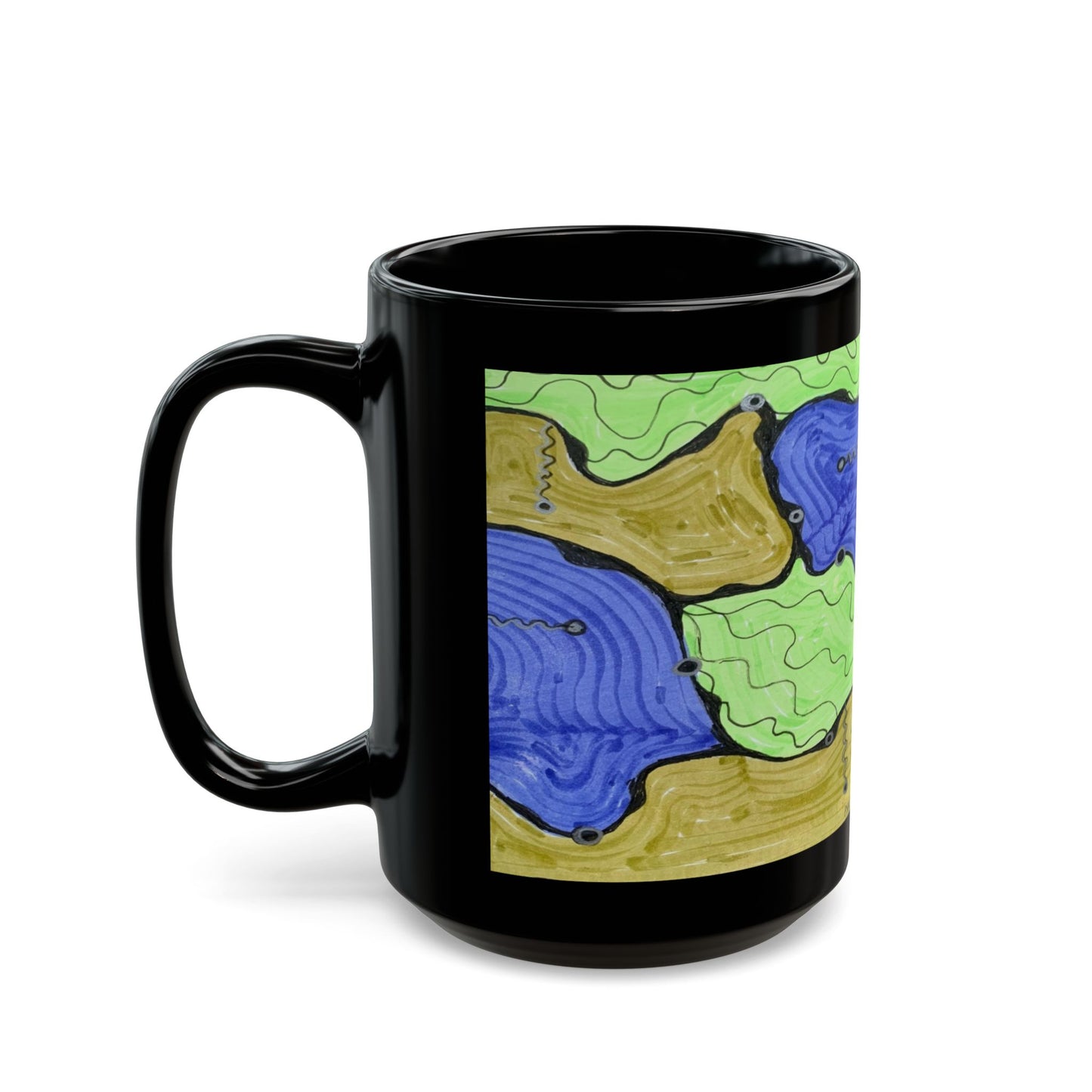 Fluid Abstract Black Mug — Colorful  Oceanic Art Coffee Cup (11oz/15oz)