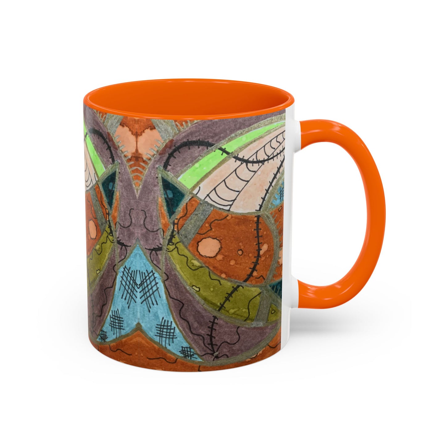 A Stitch in Time Accent Coffee Mug — Colorful Boho Art Ceramic