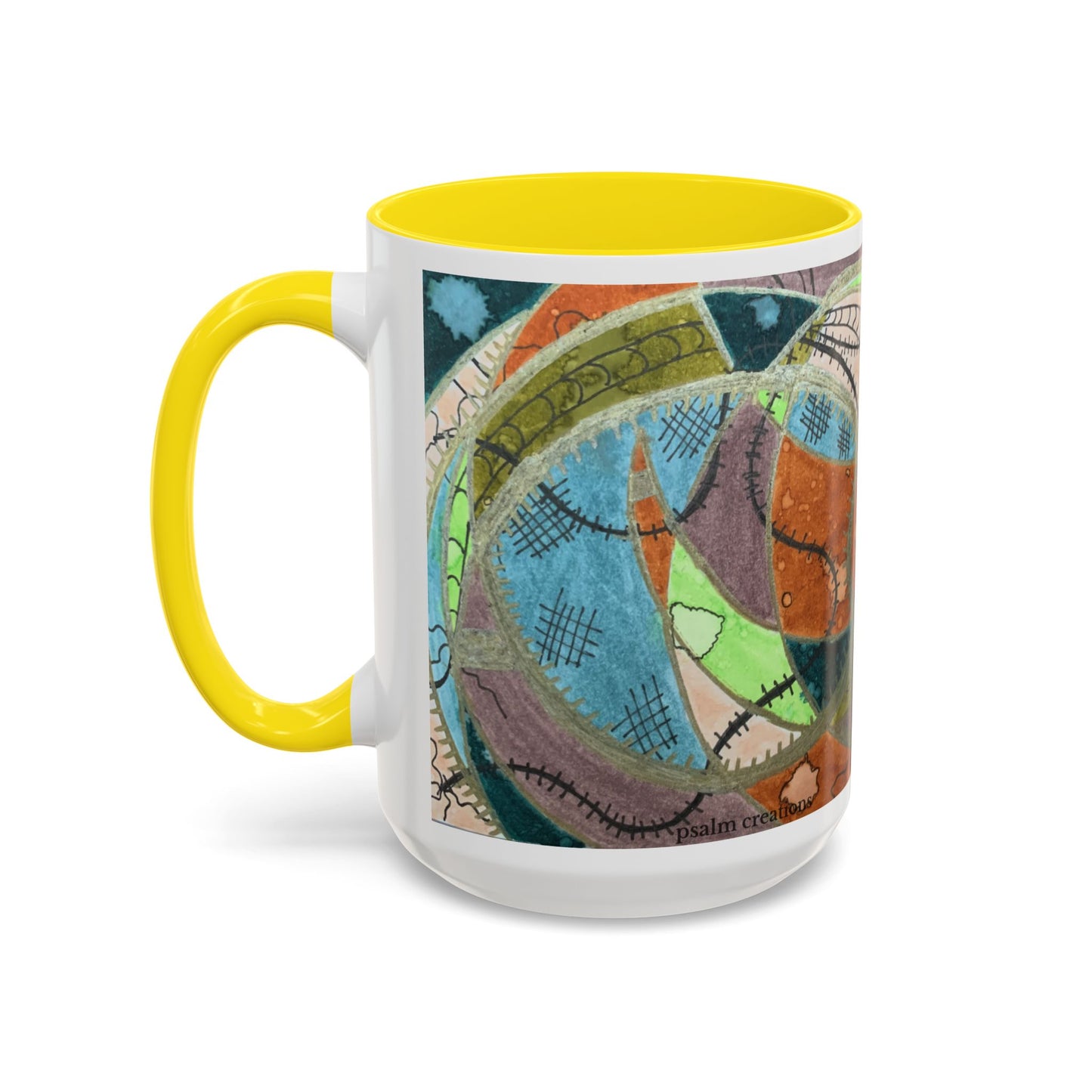 A Stitch in Time Accent Coffee Mug — Colorful Boho Art Ceramic