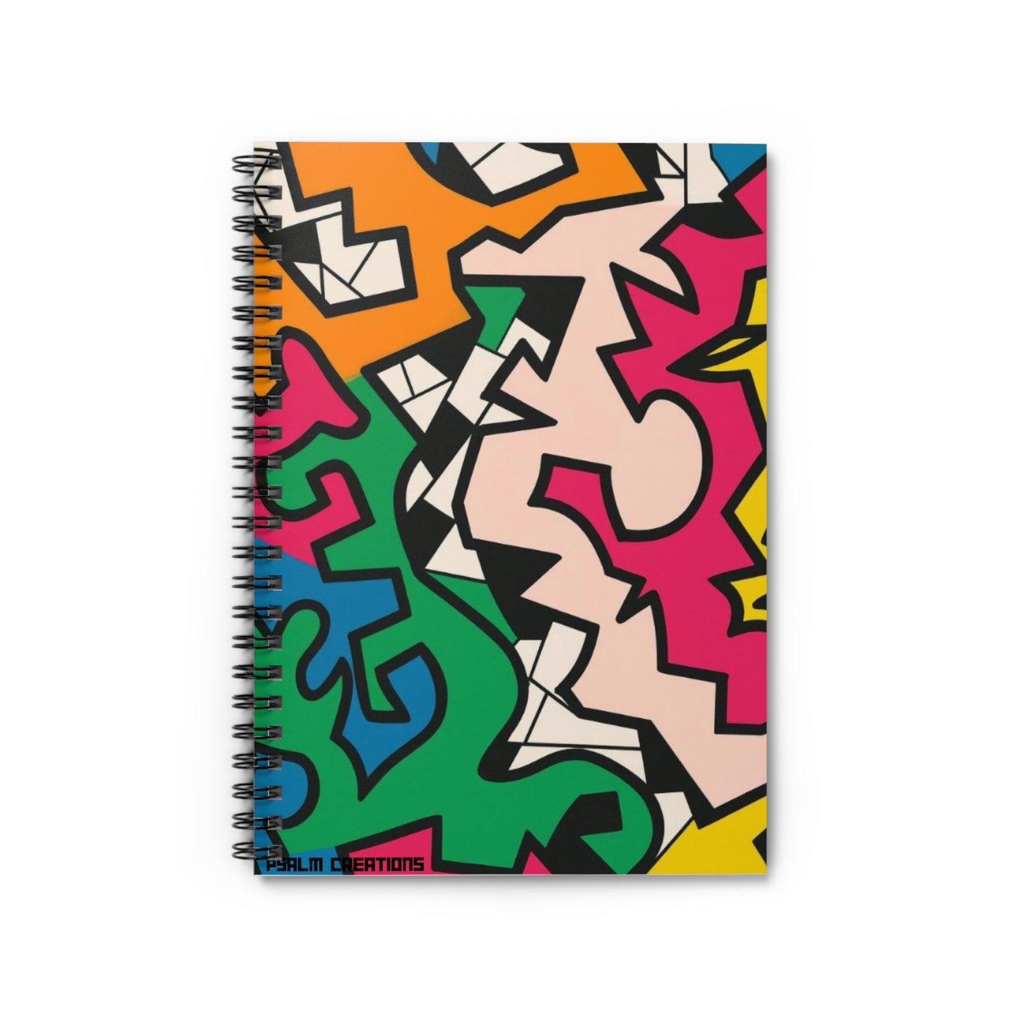Abstract Pop Art Spiral Notebook — Colorful Graffiti Ruled Journal