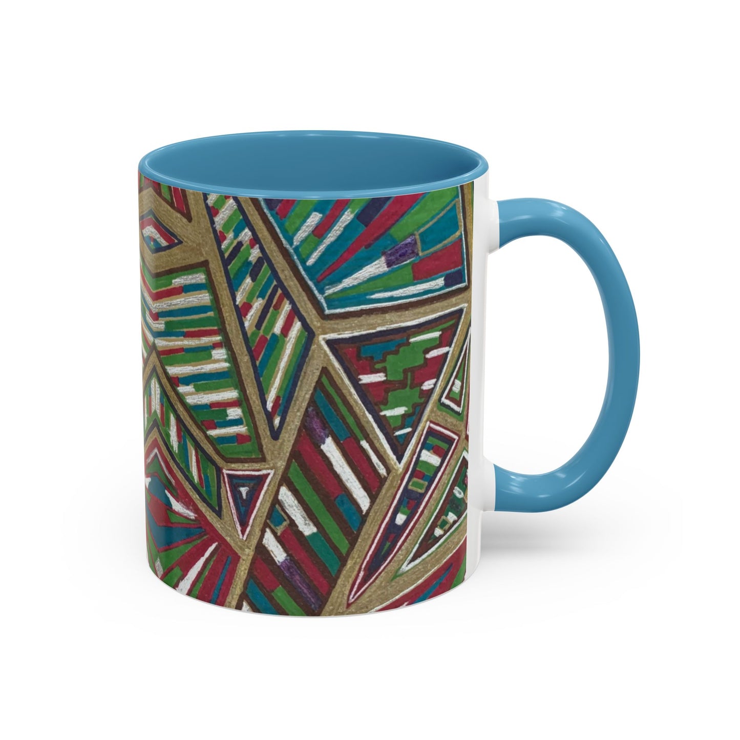 Geometric Abstract Accent Coffee Mug — Colorful Tribal Pattern 11/15oz
