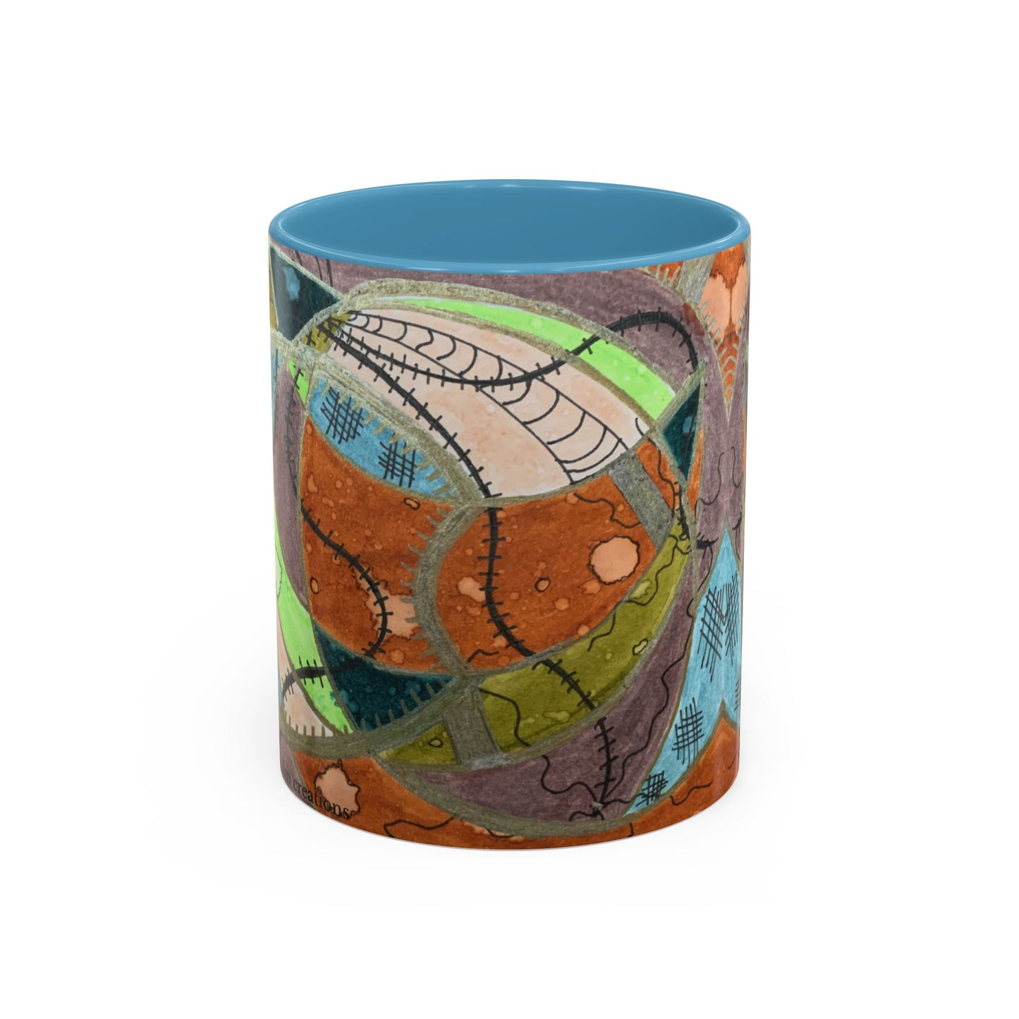 A Stitch in Time Accent Coffee Mug — Colorful Boho Art Ceramic