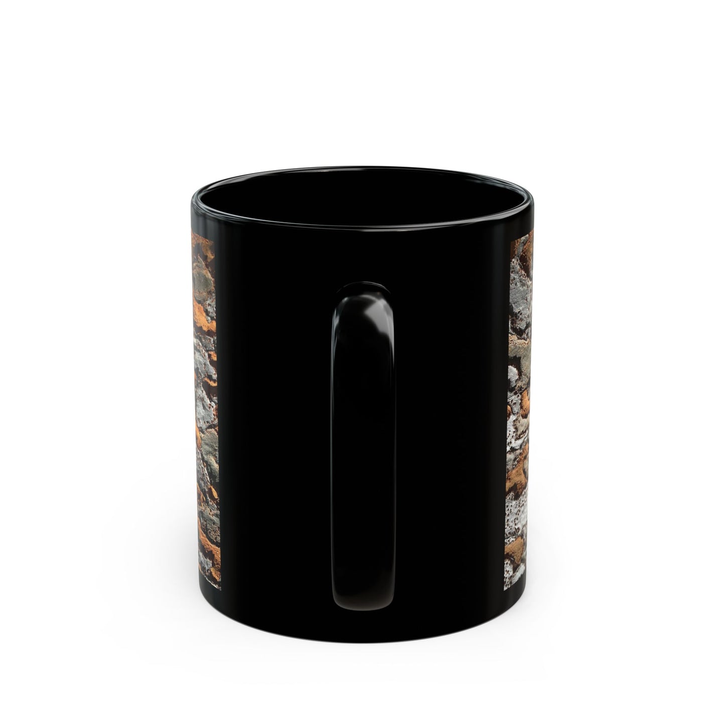 Rustic Birch Bark Pattern Mug — Nature-Inspired Black Ceramic Coffee Cup (11oz/15oz)