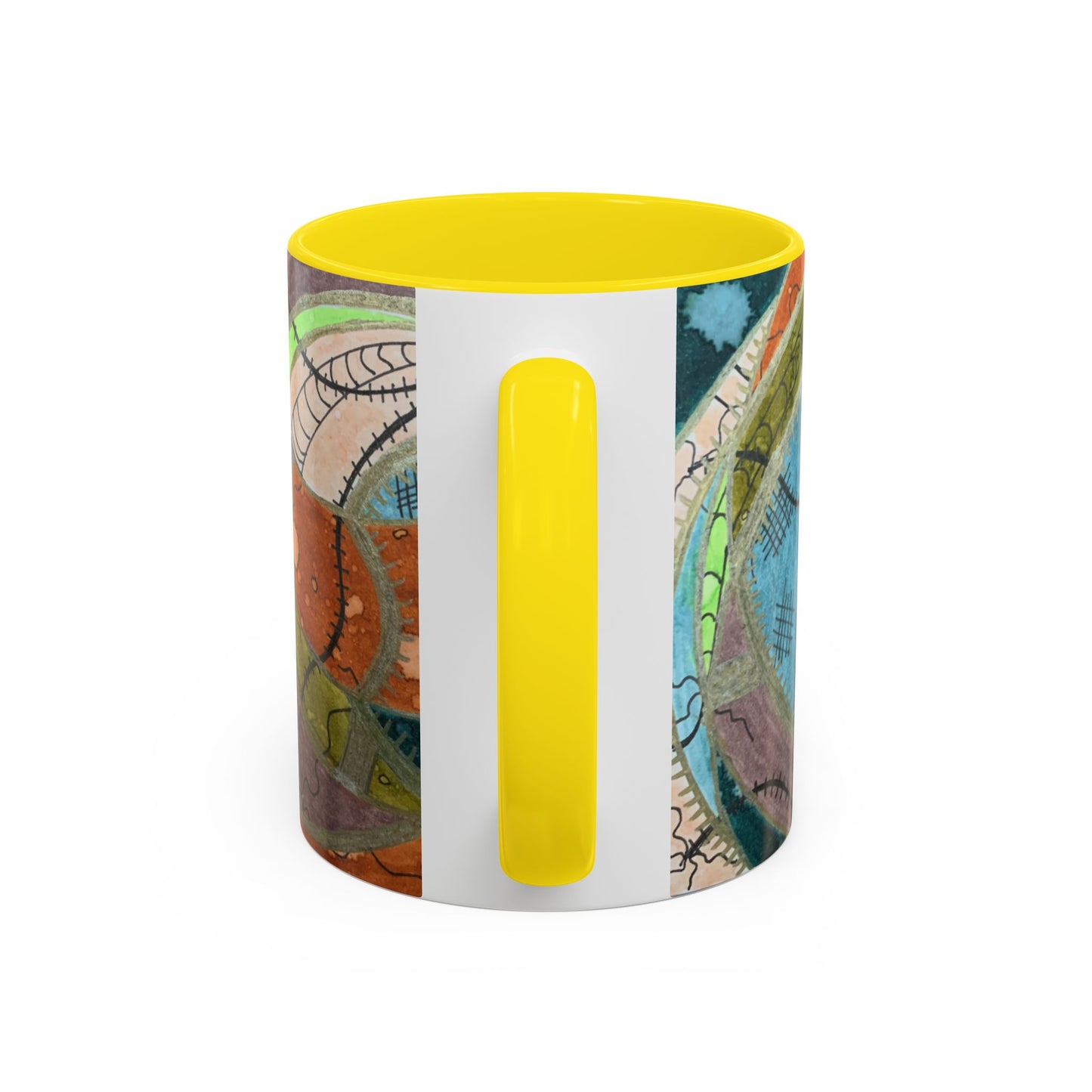 A Stitch in Time Accent Coffee Mug — Colorful Boho Art Ceramic