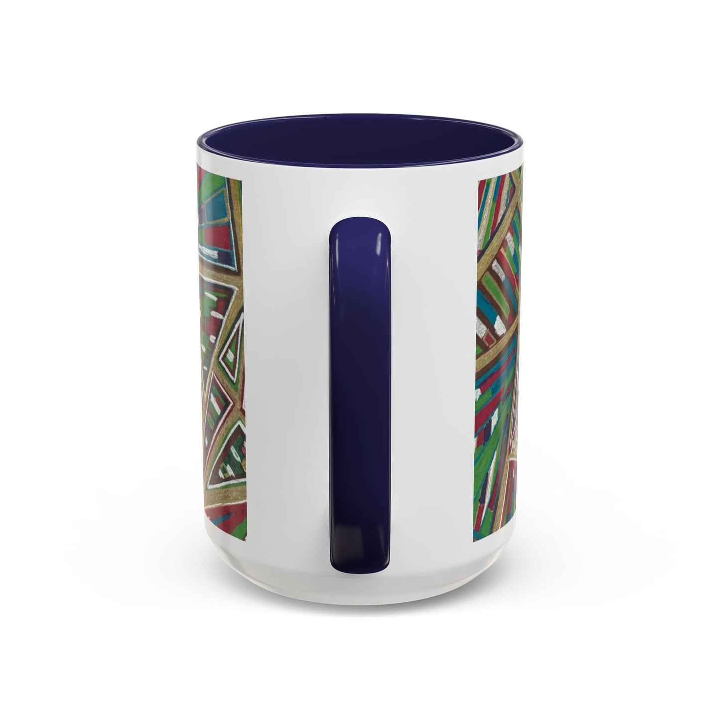Geometric Abstract Accent Coffee Mug — Colorful Tribal Pattern 11/15oz