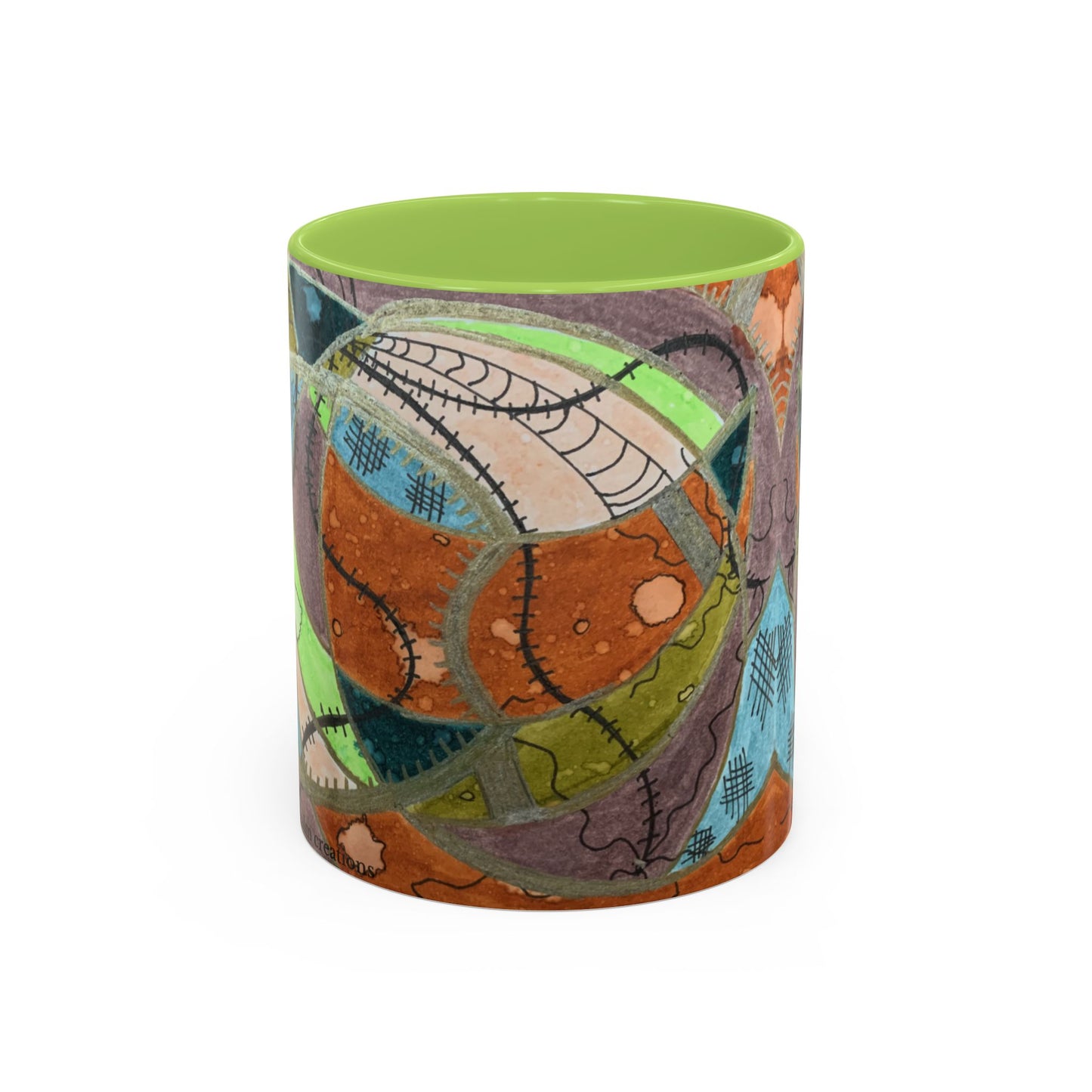 A Stitch in Time Accent Coffee Mug — Colorful Boho Art Ceramic