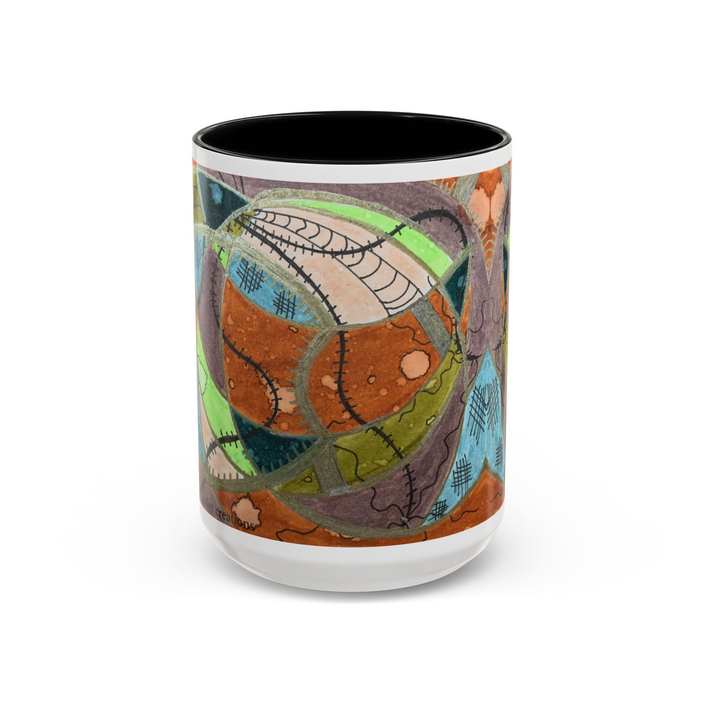 A Stitch in Time Accent Coffee Mug — Colorful Boho Art Ceramic