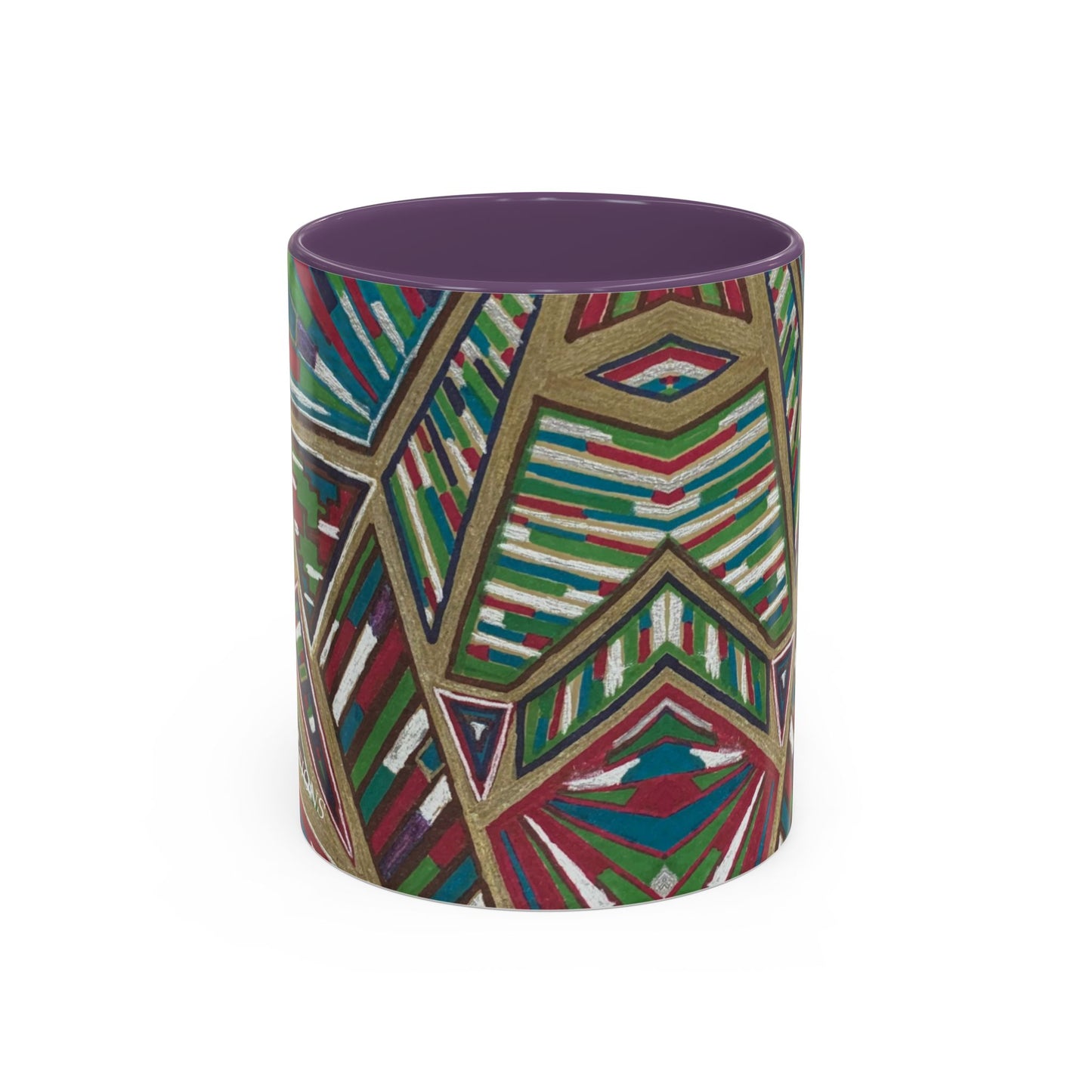 Geometric Abstract Accent Coffee Mug — Colorful Tribal Pattern 11/15oz